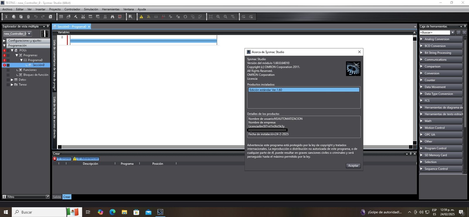 SYSMAC STUDIO 1.60 - Image 3